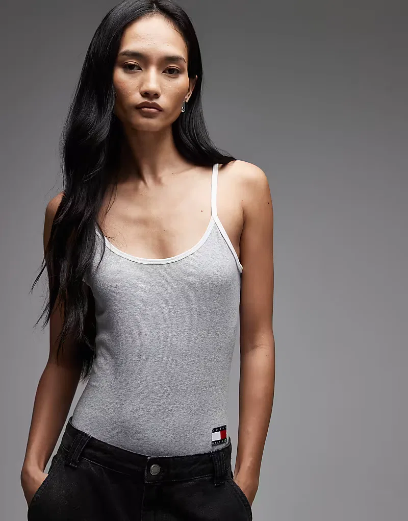 Боди Tommy Hilfiger Heritage в рубчик, серый
