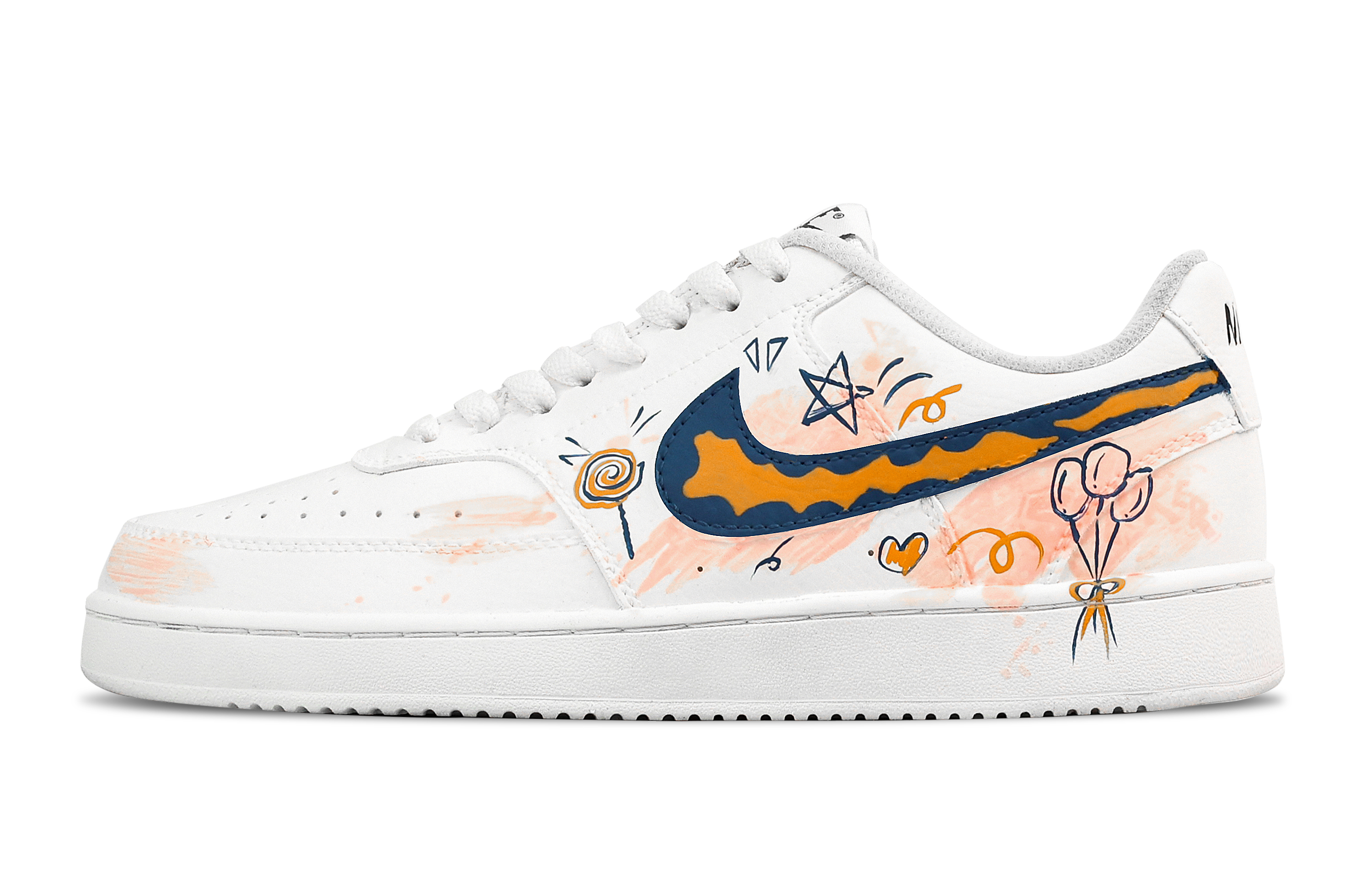 

Nike Кроссовки Court Vision 1 Love Confession Balloons, износостойкие, низкие, для скейтбординга, мужские, оранжевые, белые, розовые