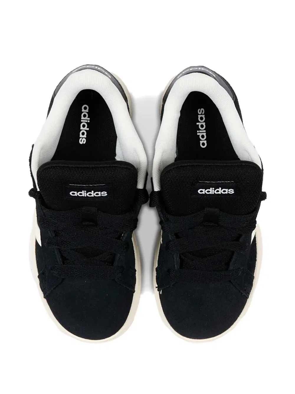 Полосатые кожаные кроссовки Adidas Kids, черный — фото 3