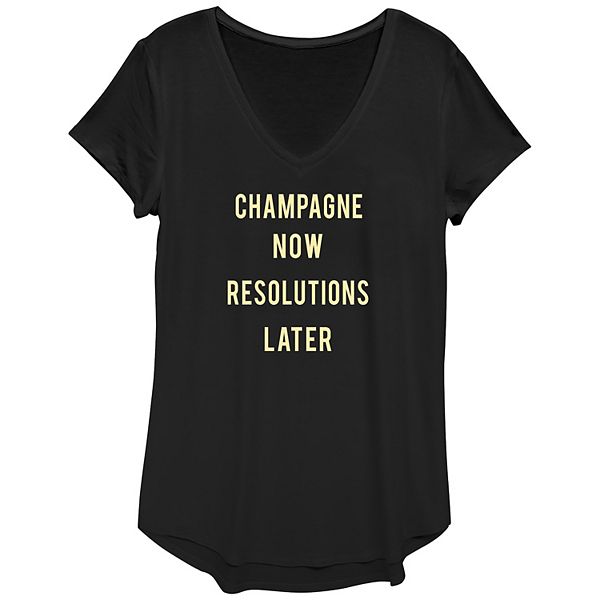 

Футболка с принтом Women's champagne now resolutions later Unbranded