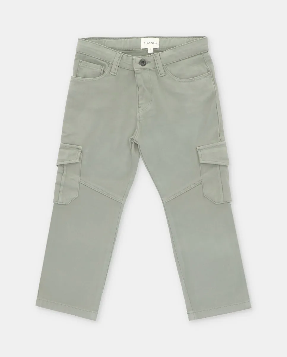 

Детские брюки карго с поясными шлевками цвета хаки Martín Aranda