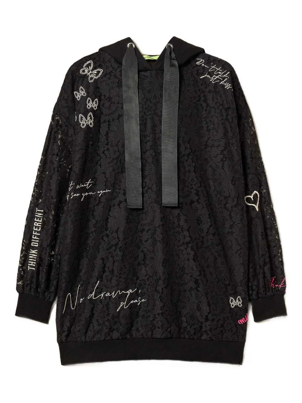 

Кружевное худи TWINSET, черный