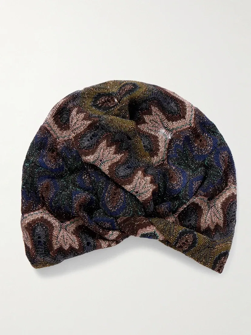 Металлический тюрбан крупной вязки Missoni, мультиколор