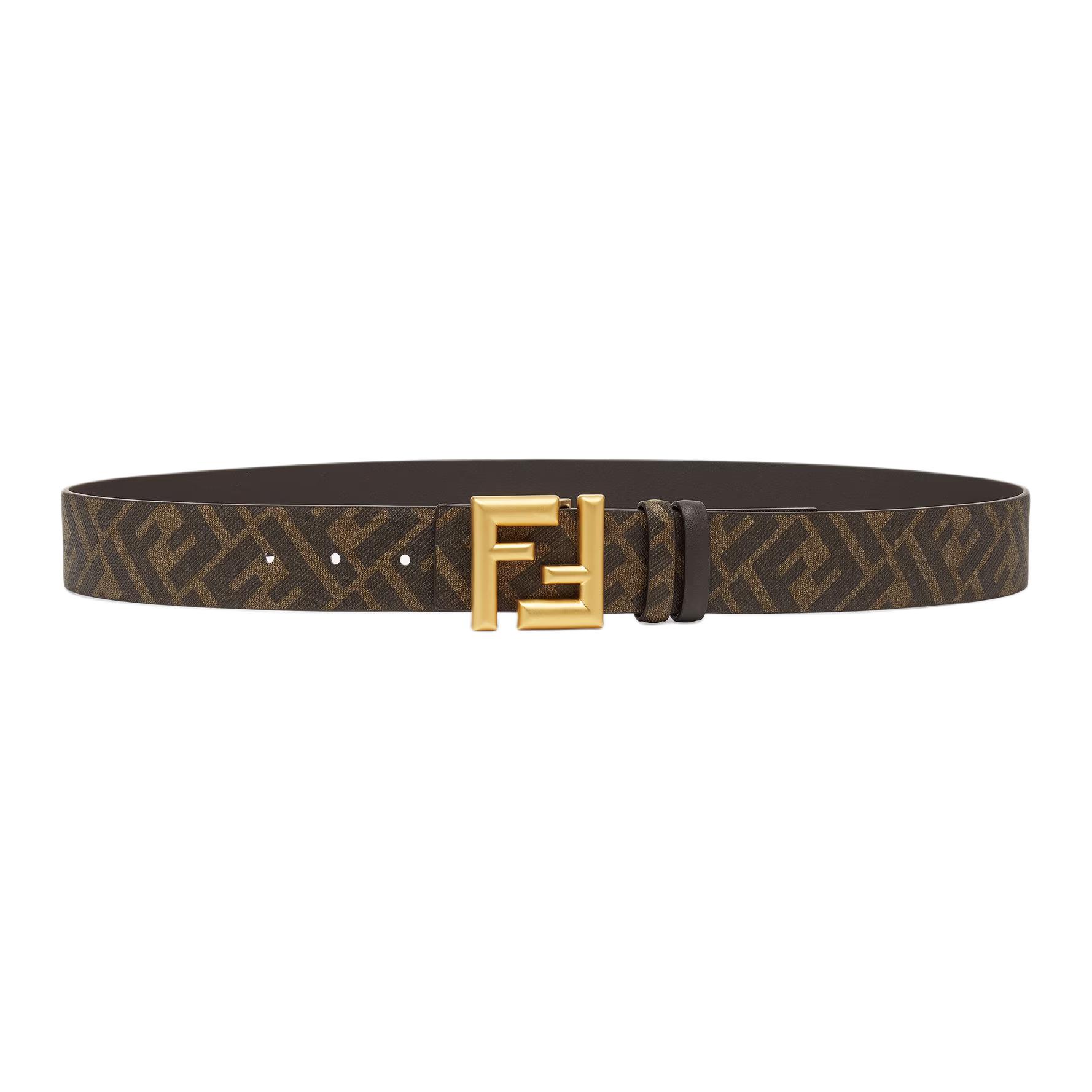 

Ремень с закругленной пряжкой Ff с двусторонним плетением FENDI