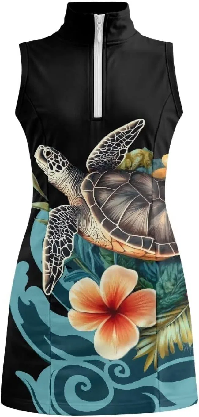 Платье для тенниса и гольфа Boatee, принт Turtle Floral — фото 4