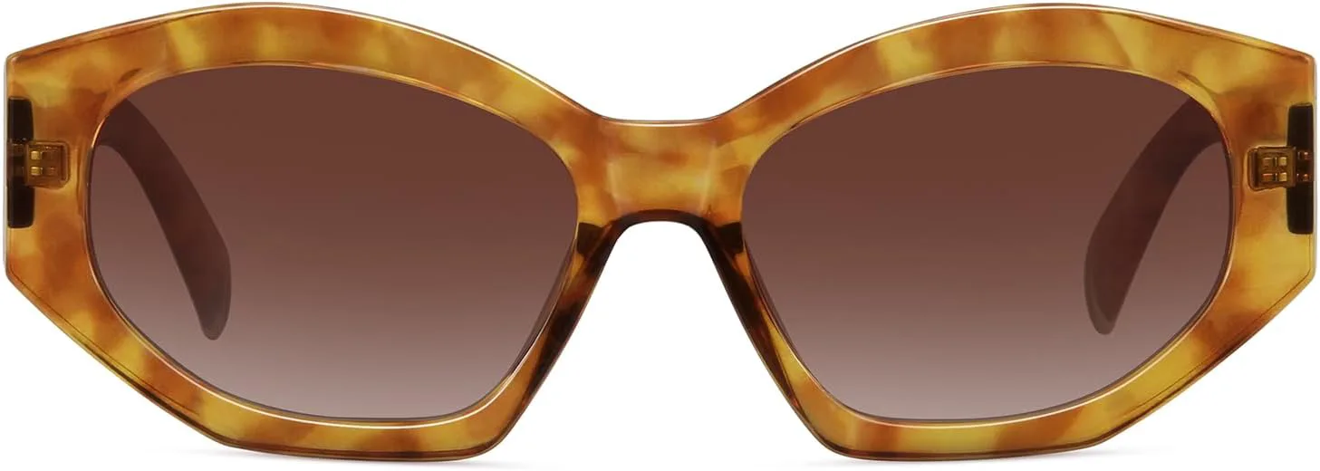 

Шестиугольные поляризованные солнцезащитные очки для женщин и мужчин в стиле ретро, ​​модные дизайнерские солнцезащитные очки FZN815 Fozono, Yellow Tortoise/Tea