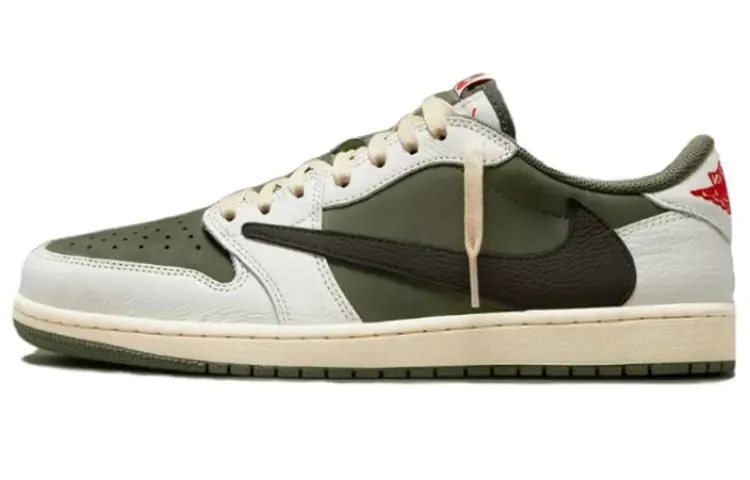 Кроссовки Jordan 1 Retro Low OG SP Travis Scott Medium Olive, зеленый