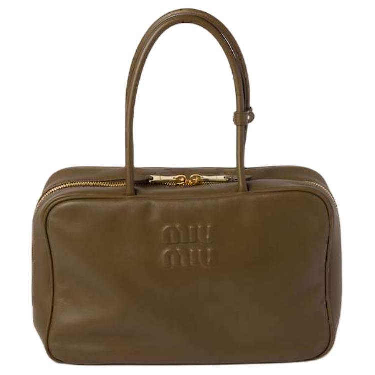 

MIU MIU Сумка боулинг из телячьей кожи наплечная сумка дамская сумка большого размера тундровый зеленый