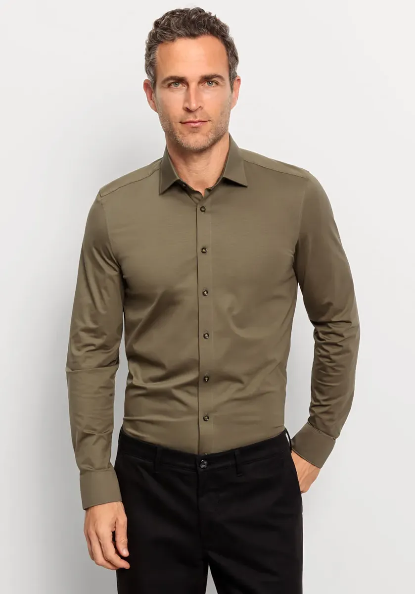 

Деловая рубашка OLYMP "Level Five Body Fit Jersey Shirt", качество трикотажа, цвет Schlamm