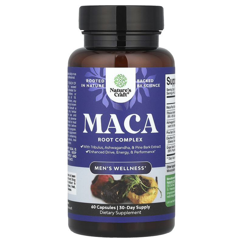 

Nature's Craft, Men's Wellness, комплекс из корня маки, 60 капсул