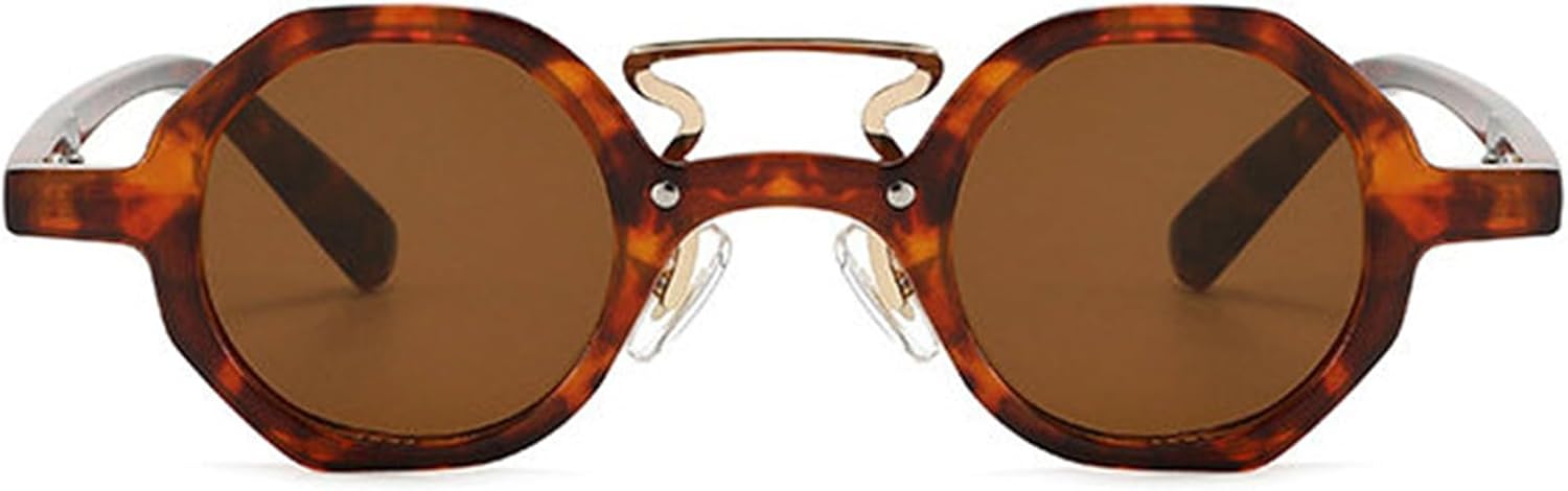 

Солнцезащитные очки Willochra Retro Polygon для женщин и мужчин, винтажные маленькие круглые солнцезащитные очки в стиле панк с двойной перемычкой, защита от ультрафиолета UV400, C3