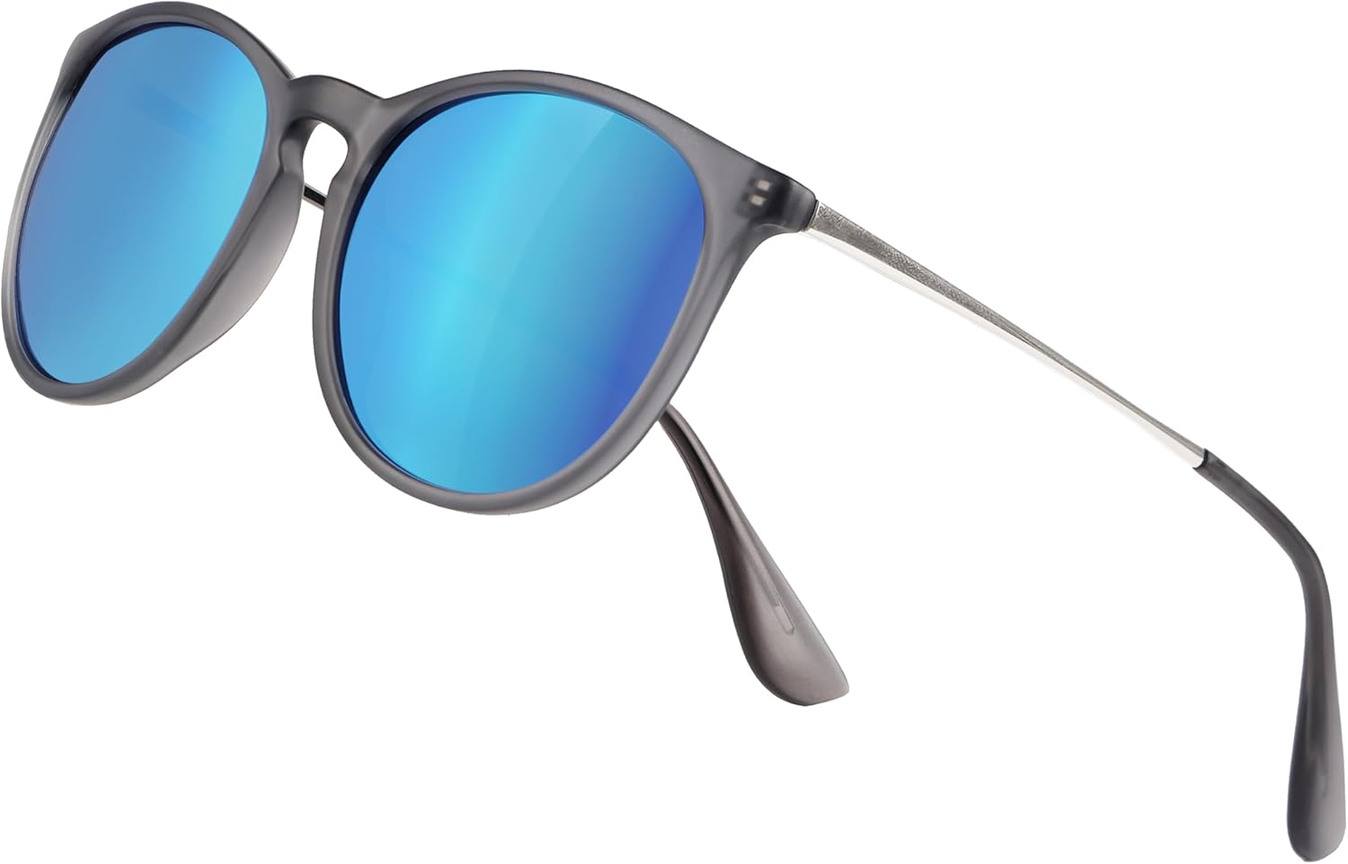 

Винтажные круглые поляризованные солнцезащитные очки для женщин и мужчин, классический ретро-стиль, модные дизайнерские солнцезащитные очки с защитой UV400 Yaserra, Black Frame(matte Finish)/Blue Lens