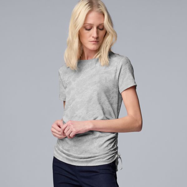 

Женский топ с боковыми сборками и короткими рукавами Simply Vera Vera Wang, цвет light gray fox