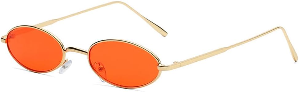 

Маленькие овальные солнцезащитные очки для мужчин и женщин, ретро-металлическая оправа, винтажные, желто-красные, маленькие круглые солнцезащитные очки VFDHN, Gold-red