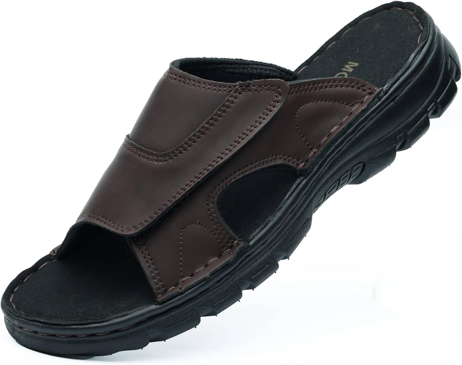 

Мужские кожаные сандалии MGGMOKAY, удобные сандалии с противоскользящей подошвой и регулируемыми ремнями, коричневый