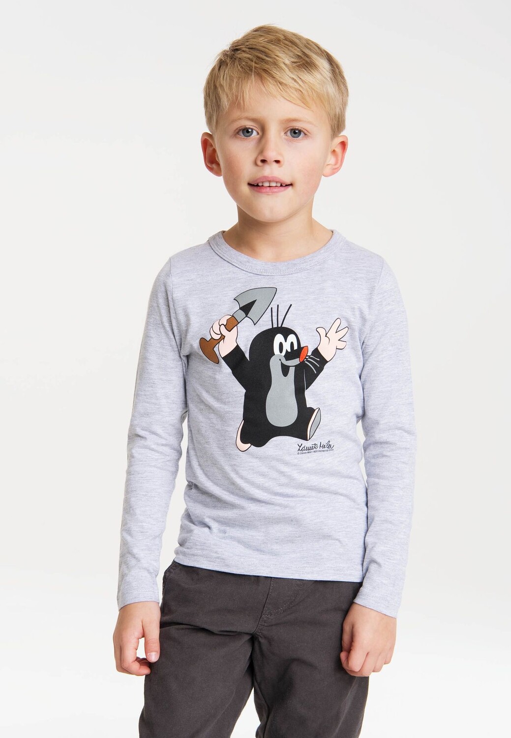 Детская футболка с длинными рукавами The Little Mole - Ура LOGOSHIRT, цвет Grey-melange — фото 3
