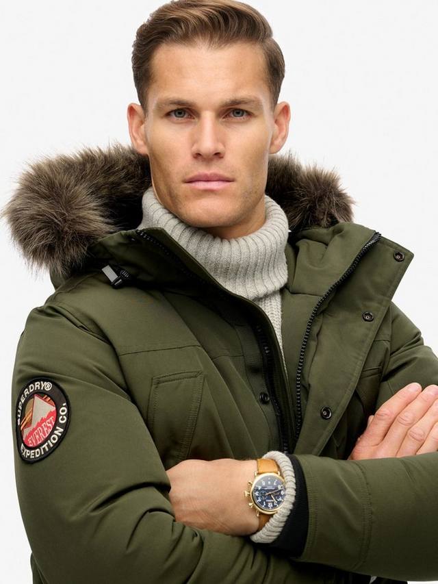 Эверест парка с искусственным мехом Superdry, Army Khaki Green — фото 4