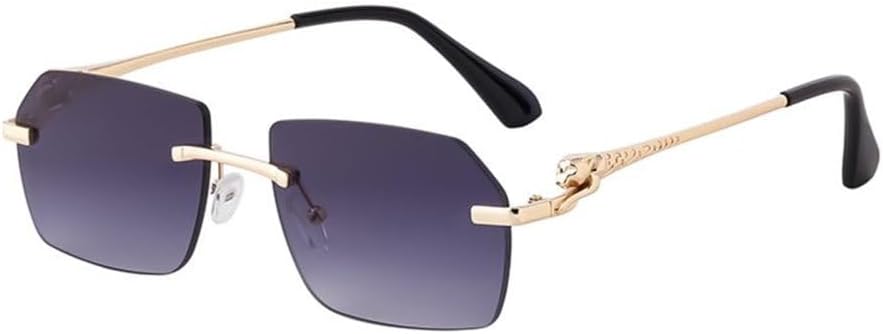 

Безободковые солнцезащитные очки для мужчин и женщин, роскошные безободковые солнцезащитные очки для мужчин, металлическая оправа, леопардовый принт, солнцезащитные очки UV400 TYUVIVO, C2 Double Gray