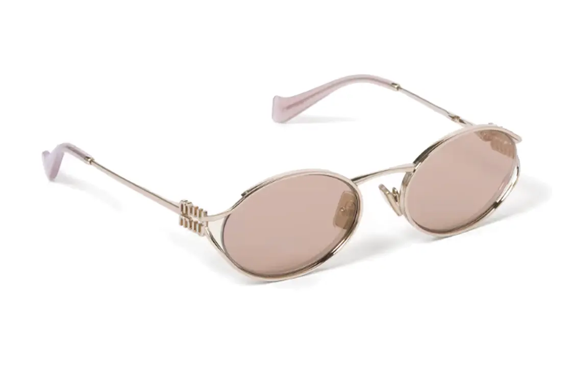 Солнцезащитные очки MIU MIU с овальной оправой и логотипом — фото 3