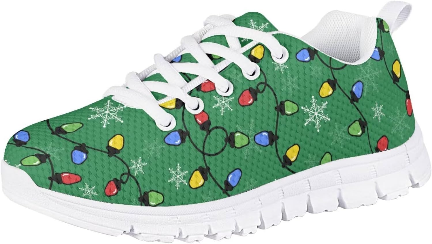 

Кроссовки Forchrinse для мальчиков и девочек на Рождество, детские шнурованные теннисные кроссовки, легкие, дышащие, для ходьбы и бега, Christmas Colorful Lights
