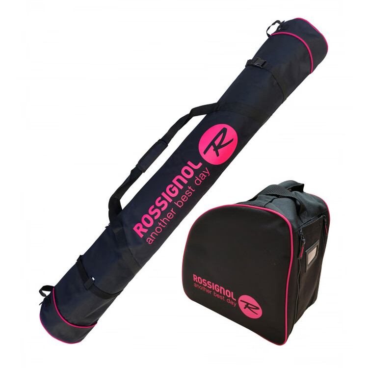 

Rossignol Мужской и женский чехол для лыж, двухслойный, утолщенный, водонепроницаемый, износостойкий, с мягкой подкладкой, черно-розовый, двухслойный, длина 155 см, размер M