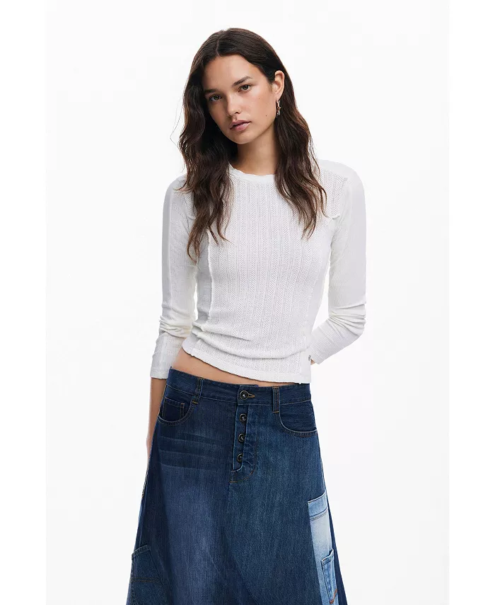 

Швы женской хлопковой футболки Desigual, белый