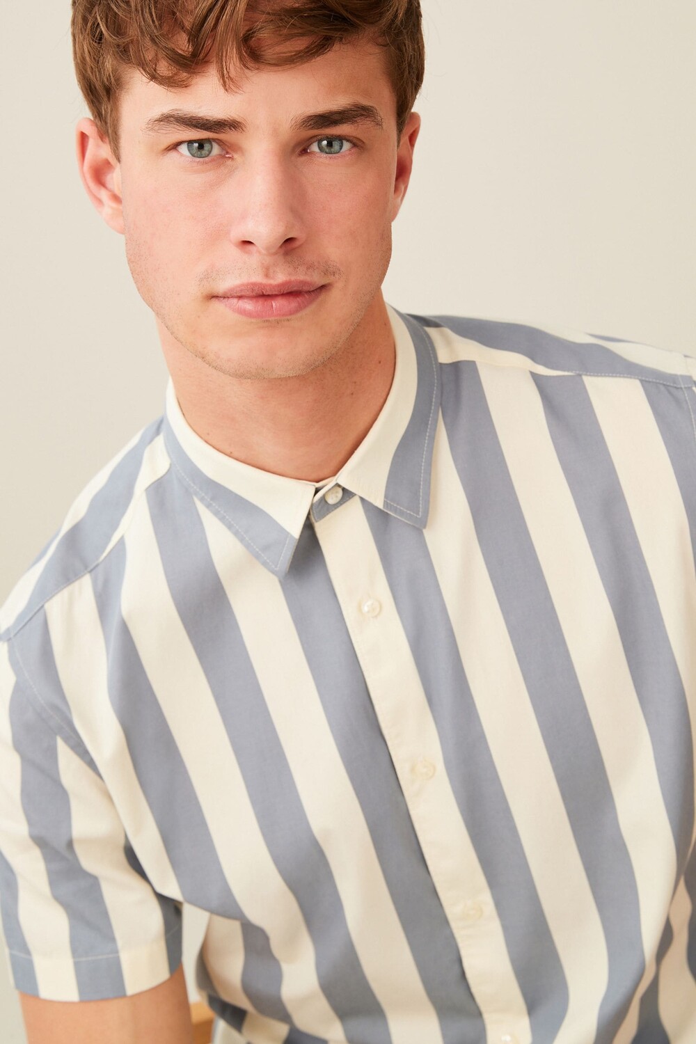 

Рубашка с короткими рукавами в полоску Next, синий