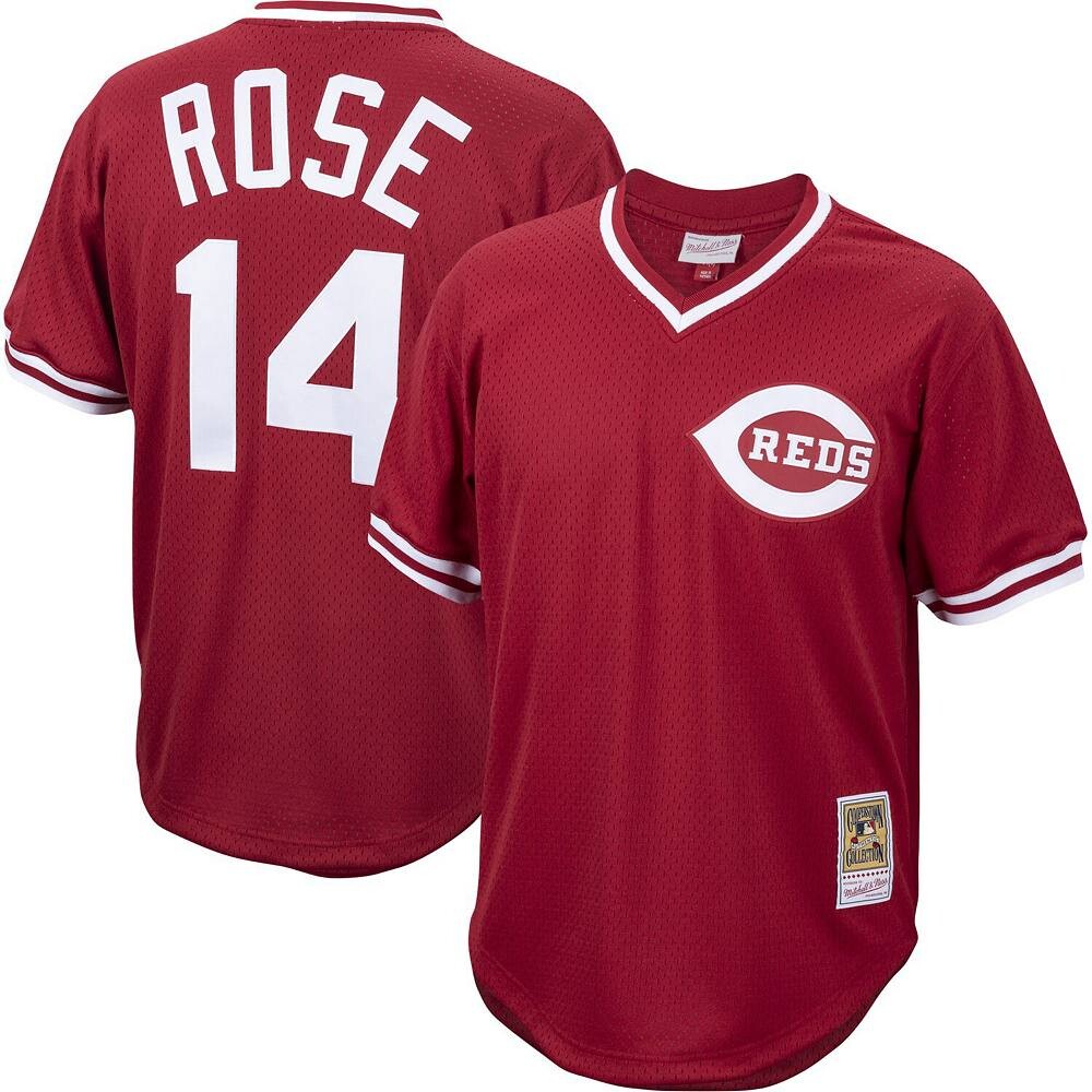 

Мужское тренировочное джерси с сеткой Mitchell & Ness Pete Rose Red Cincinnati Reds Cooperstown Collection, цвет Red Red
