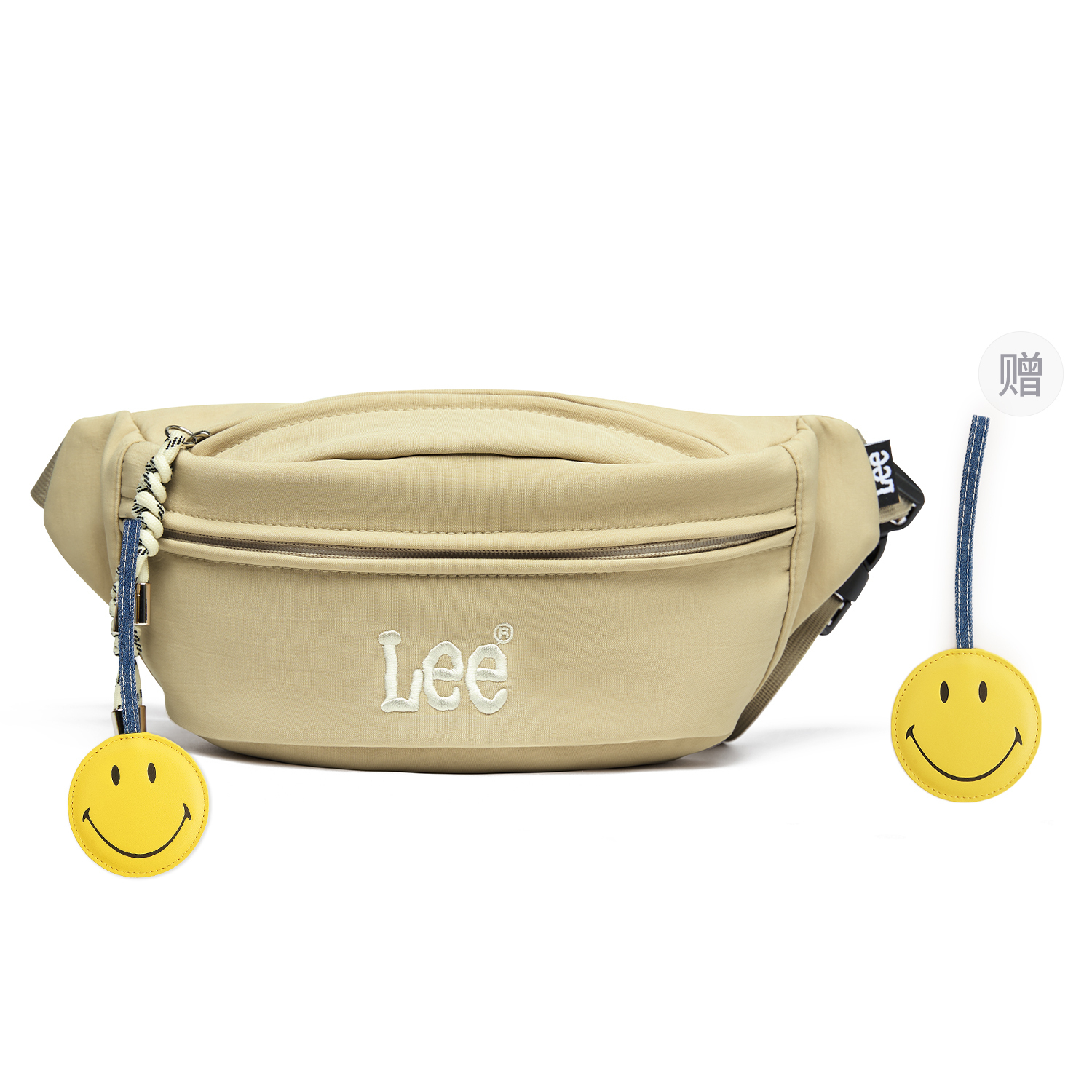 

Lee Тканевая наплечная сумка Regular Unisex Multicolor, Khaki+Smiley Face Pendant