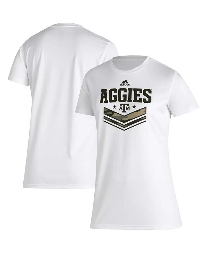 

Женская белая футболка Texas AM Aggies Military Appreciation AEROREADY adidas