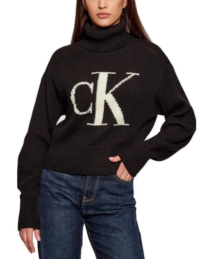 

Свитер с логотипом большого размера Calvin Klein Jeans, черный