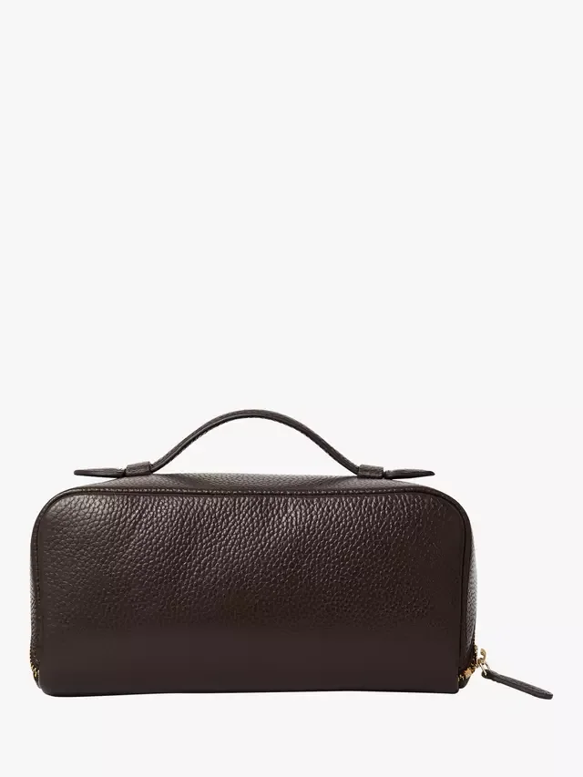 Кожаная косметичка Jet Set OSPREY LONDON, Chocolate — фото 3
