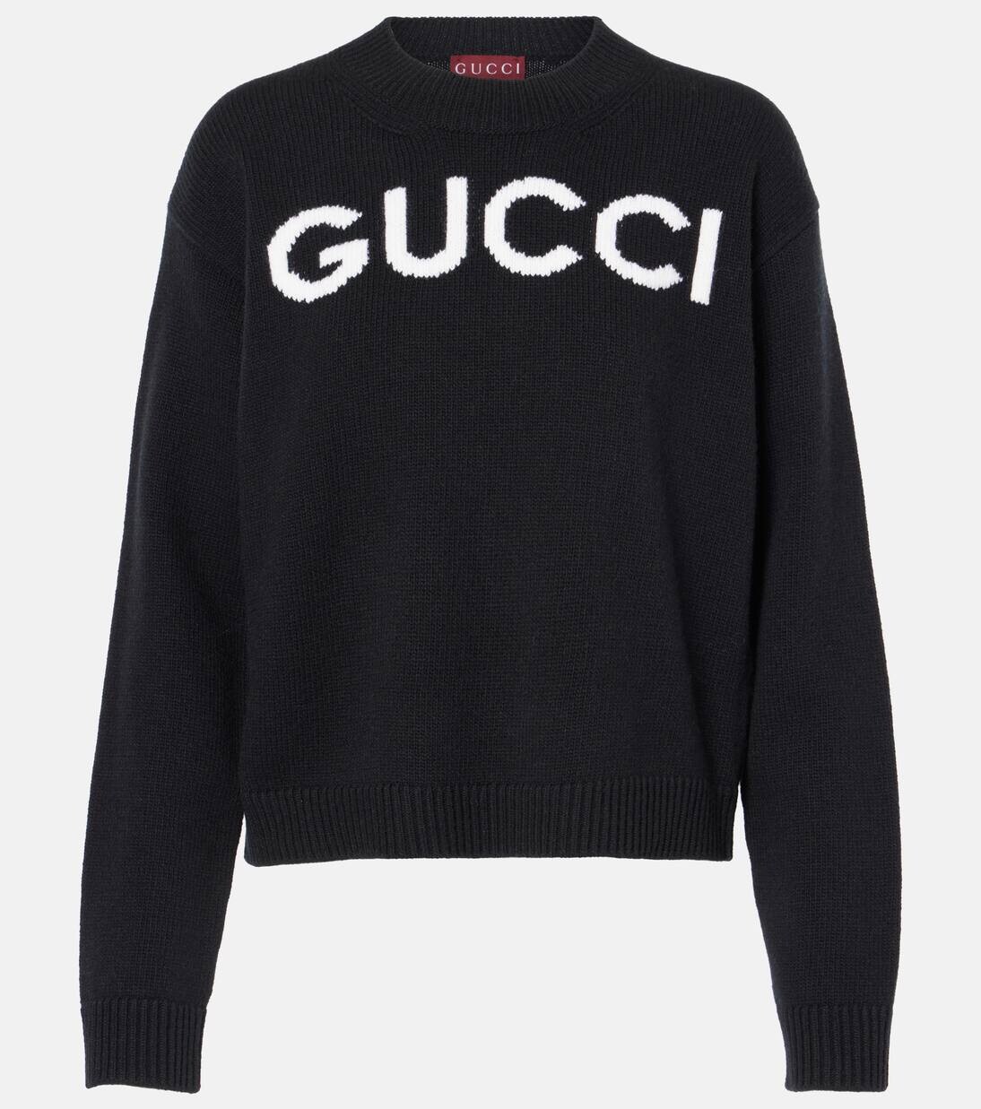 

Шерстяной свитер с логотипом Gucci, цвет black/ivory