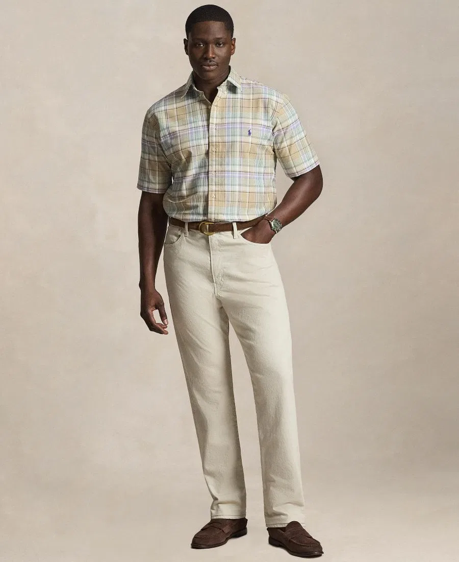 Мужская клетчатая рубашка Оксфорд Polo Ralph Lauren, мультиколор — фото 2