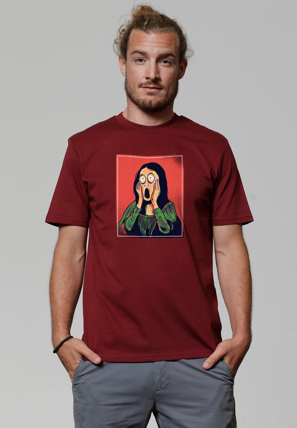 

Футболка с принтом MONA LISA SCREAM watapparel, темно-красный