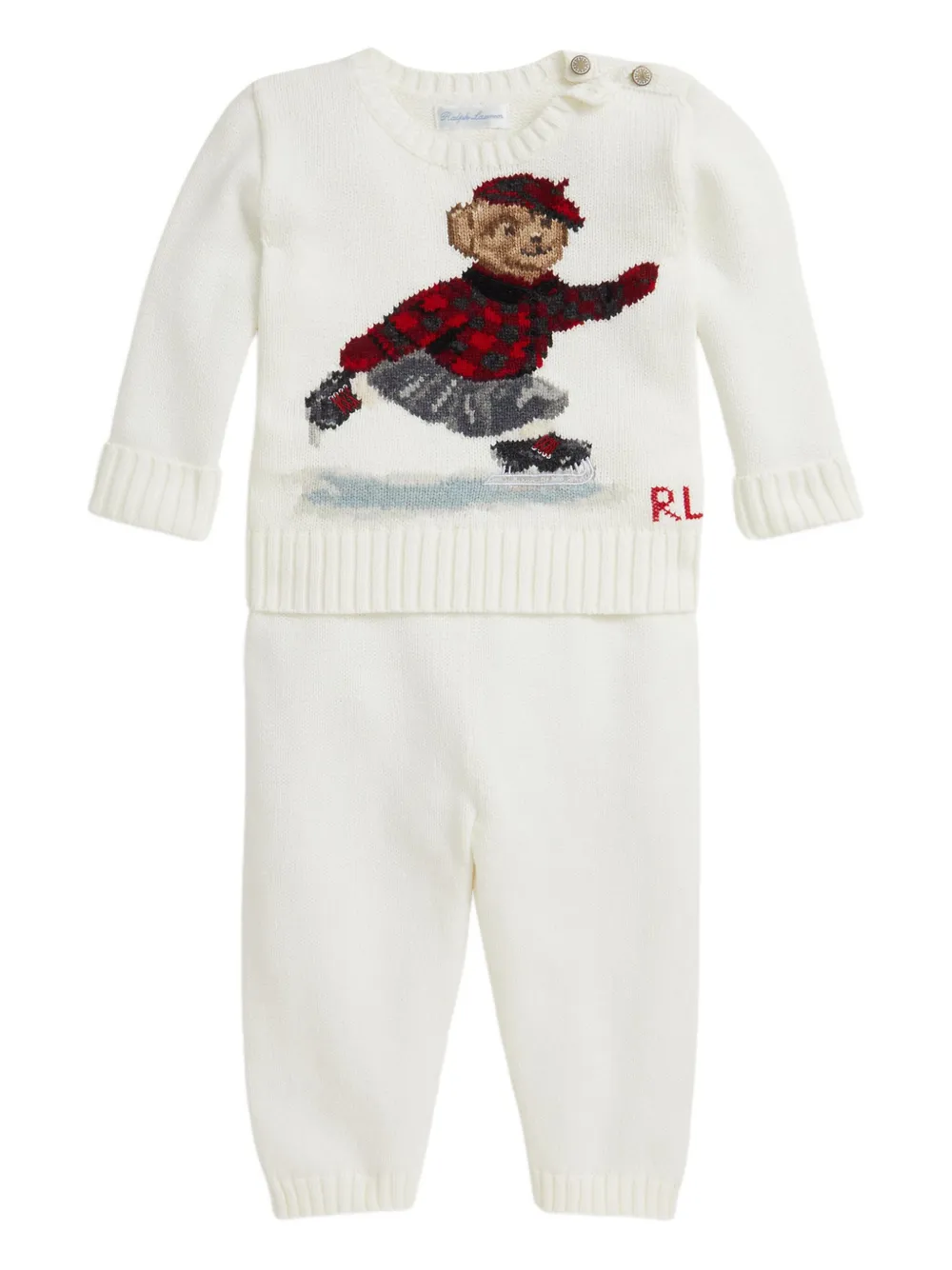 

Комплект из топа и брюк с принтом POLO RALPH LAUREN KIDS, белый