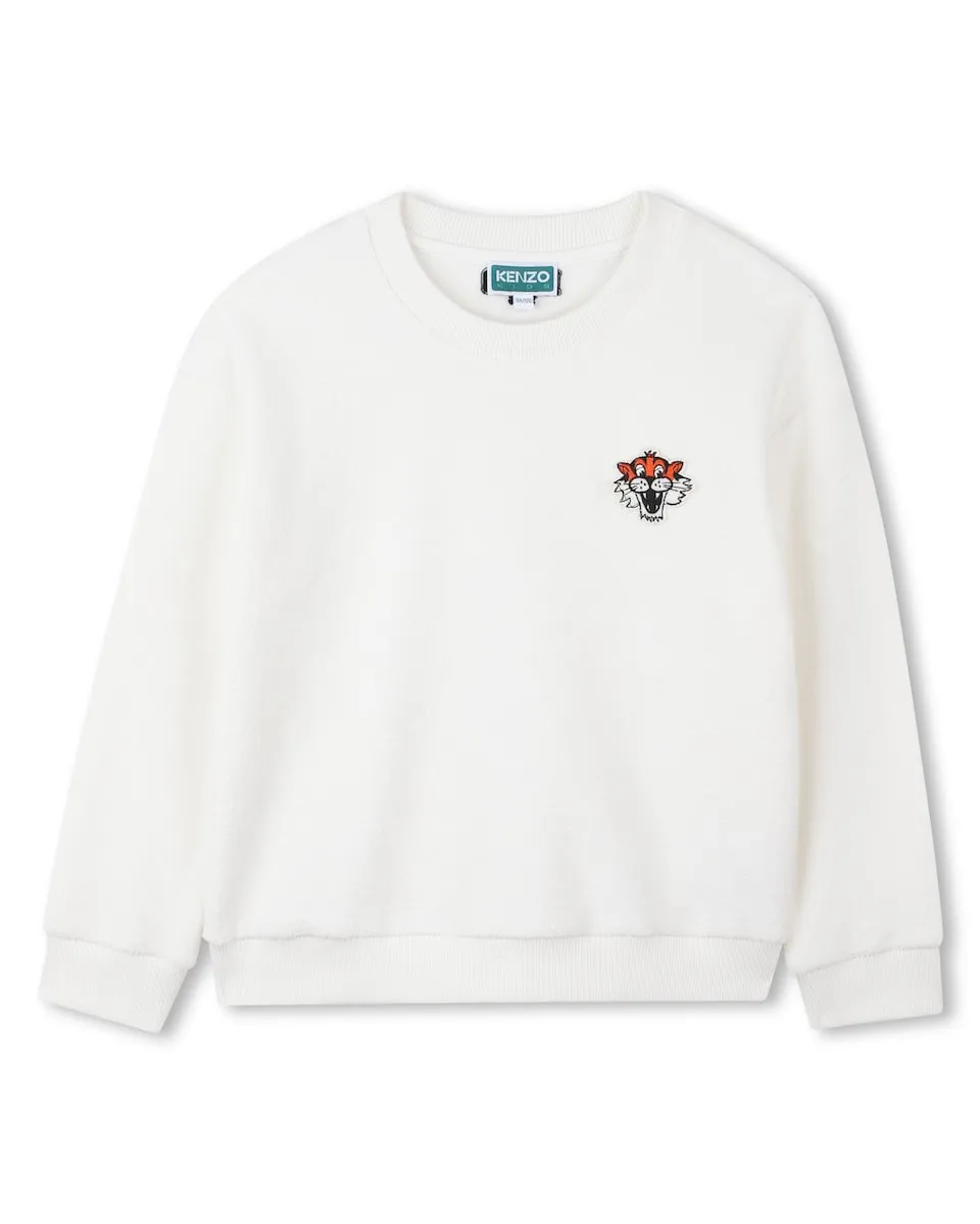 

Детская толстовка белого цвета из хлопка Kenzo Kids