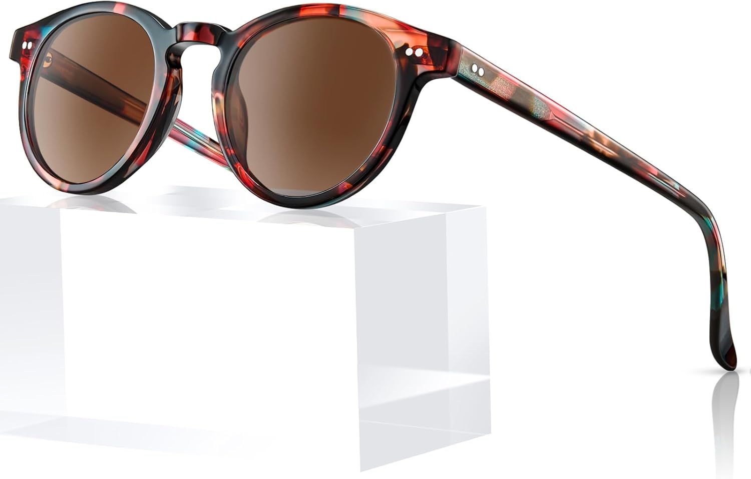 

Солнцезащитные очки AVAWAY для женщин и мужчин, маленькие, поляризованные, с круглой оправой из ацетата, защита от УФ-излучения UV400, для вождения, отдыха, летних прогулок, A6: Red Tortoise / Brown Lens