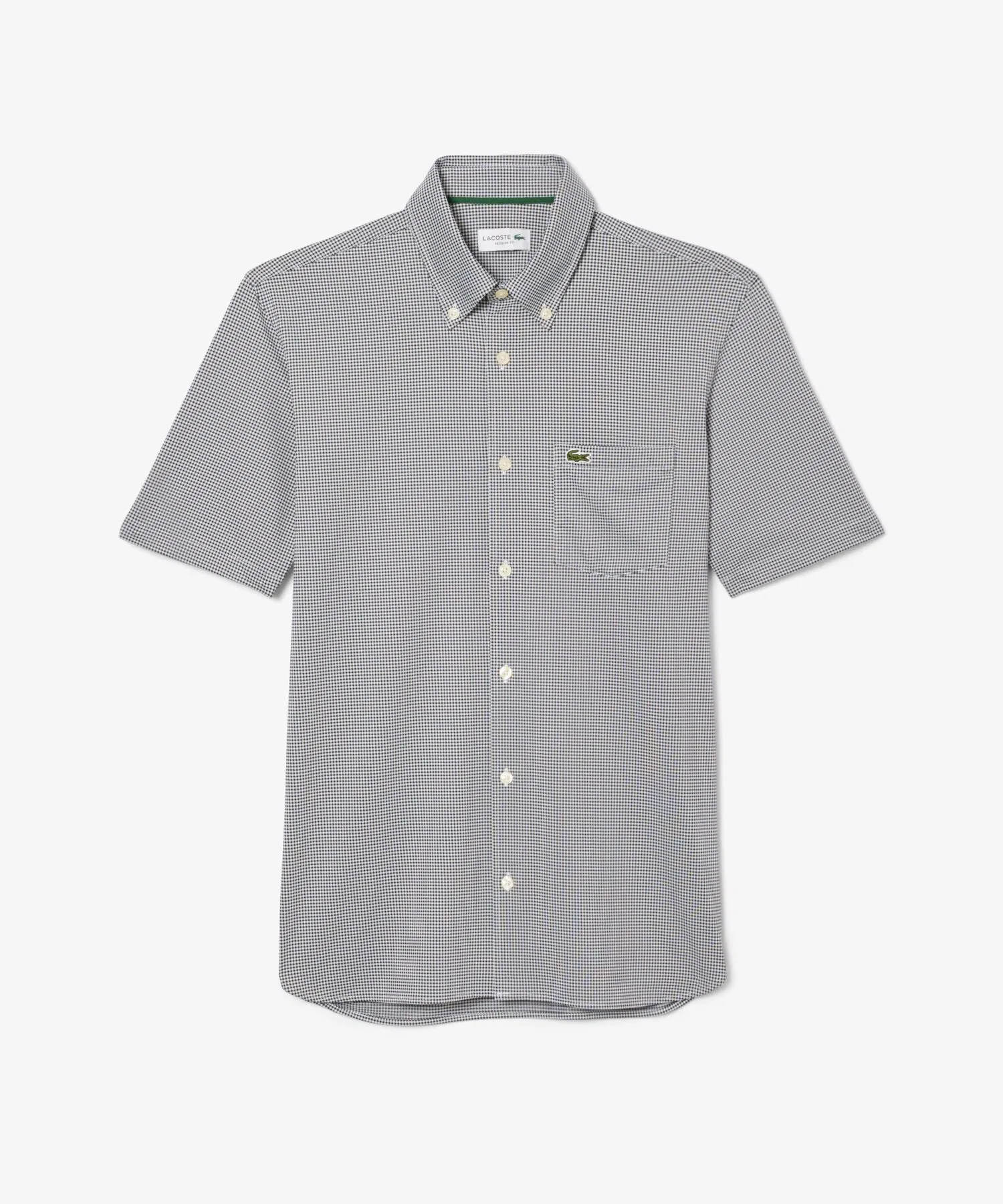 Мужская футболка Lacoste с микро-клеткой, UV-защита, чёрная — фото 4