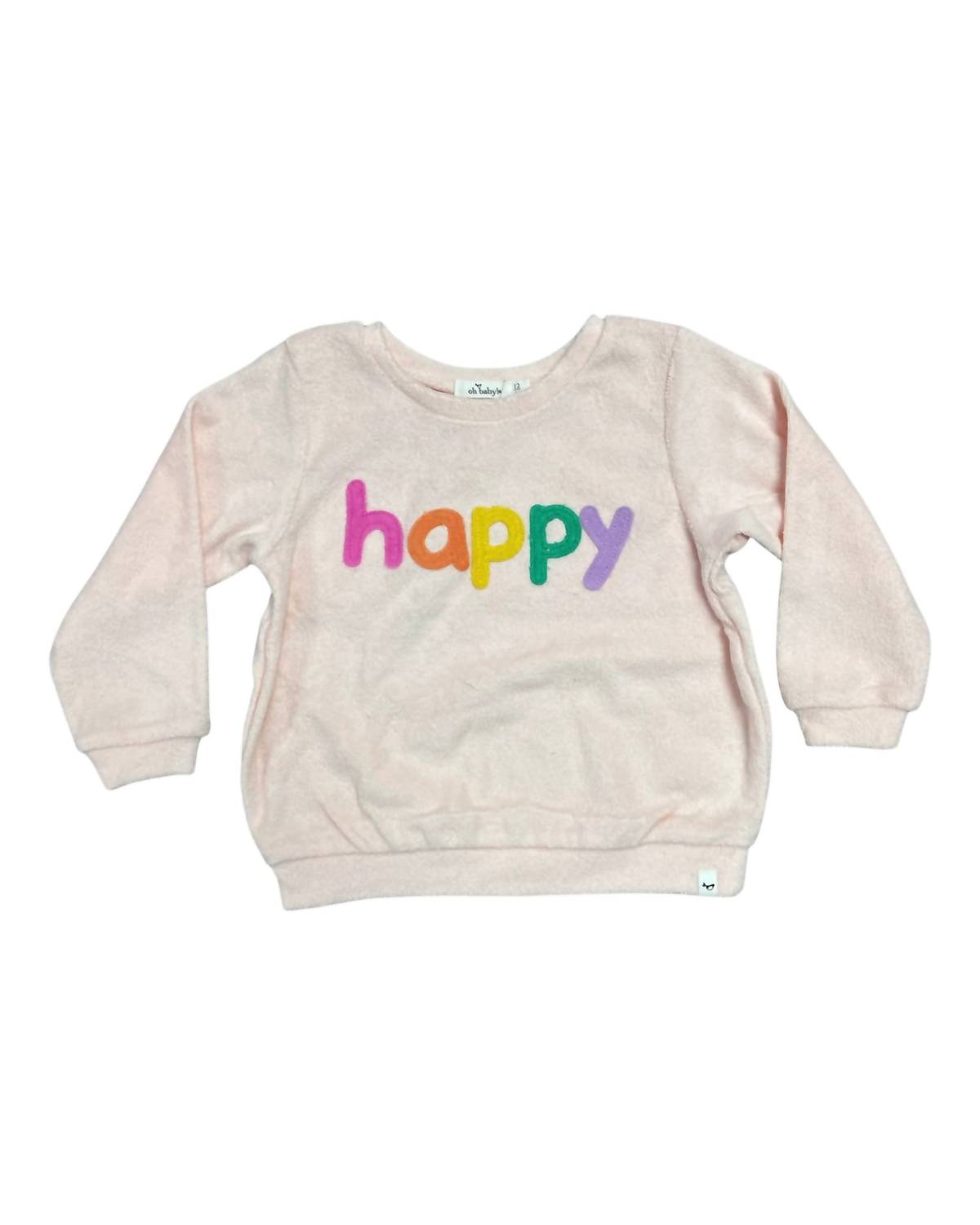 

Свитшот для девочек Terry Rainbow Happy нежно-розового цвета oh baby!