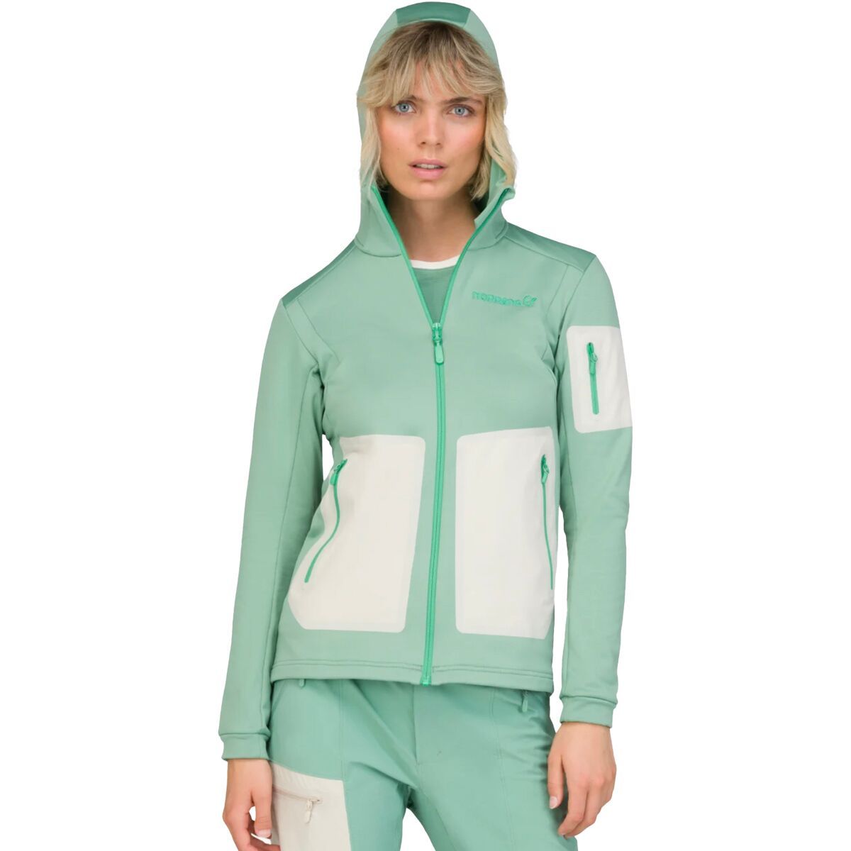 

Флисовая утепленная куртка с капюшоном Falketind Warm2 Stretch Norrona, зеленый