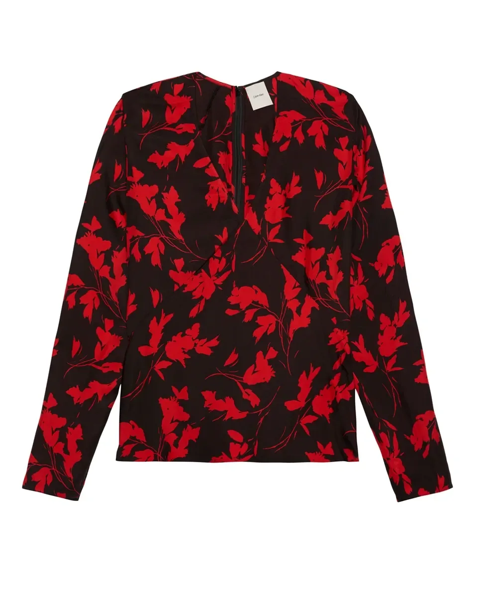 Женская блузка с длинным рукавом с принтом Calvin Klein, красный