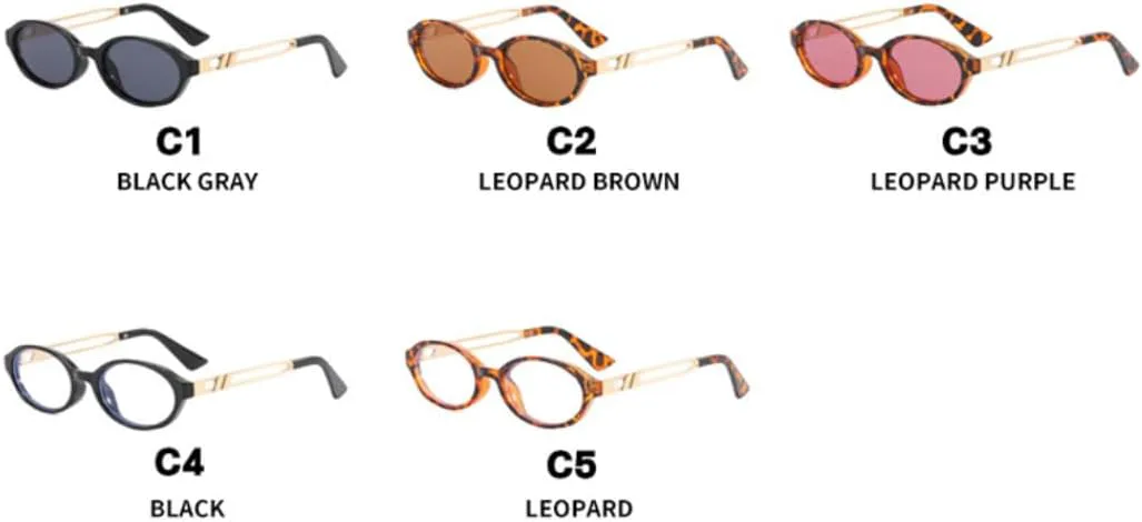 

Модные винтажные солнцезащитные очки в маленькой полой оправе для женщин и мужчин, овальные солнцезащитные очки с защитой от УФ-излучения UV400 VVTWSSW, Leopard Tea