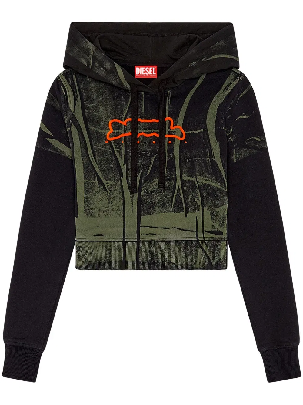 Укороченная хлопковая толстовка F-Slimmy-Hood Diesel, зеленый