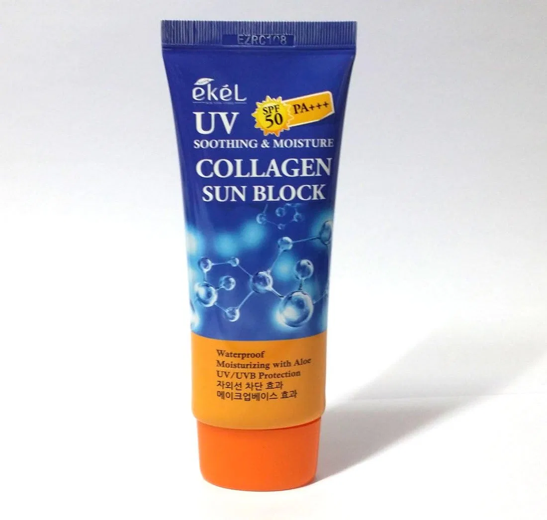 Солнцезащитный крем для лица EKEL UV Soothing & Moisture Collagen SPF 50 PA+++, 70 мл, 3 шт — фото 2