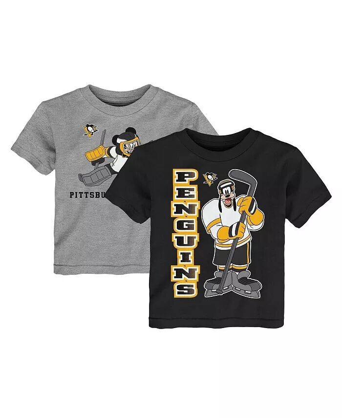 

Комплект из двух футболок Disney Offense Only для малышей: черный/хизер-серый Pittsburgh Penguins Outerstuff, мультиколор