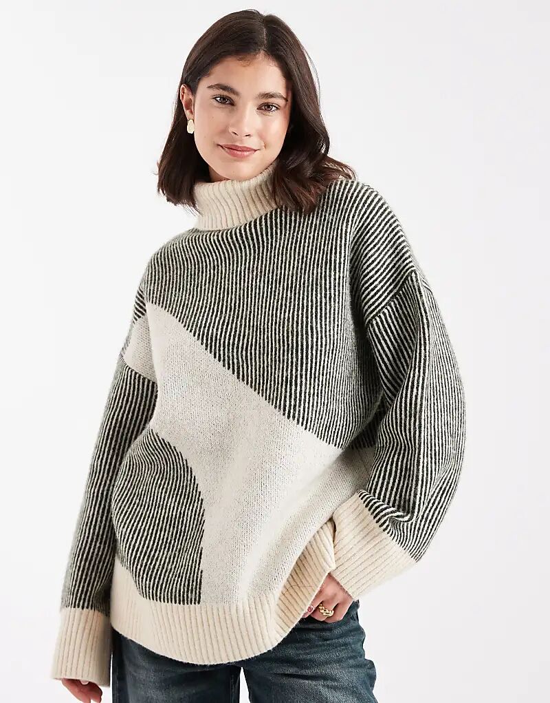 

Абстрактный водолазка Pieces в нейтральном цвете