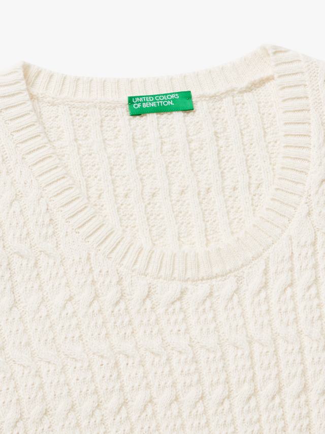 Детский безрукавный жилет из хлопковой смеси Benetton, White — фото 3