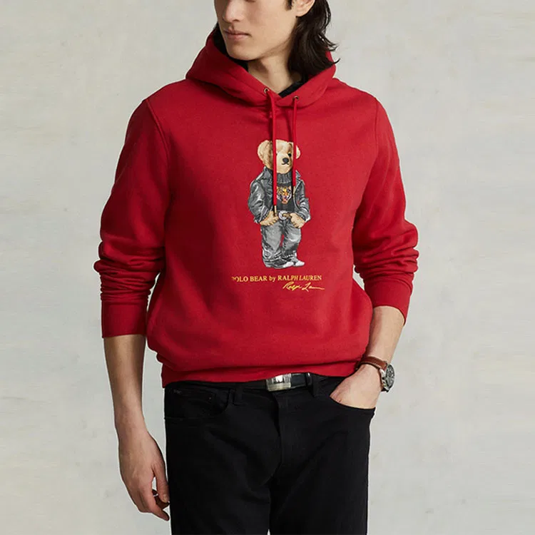 Худи с вышивкой Polo Bear Polo Ralph Lauren красное — фото 3