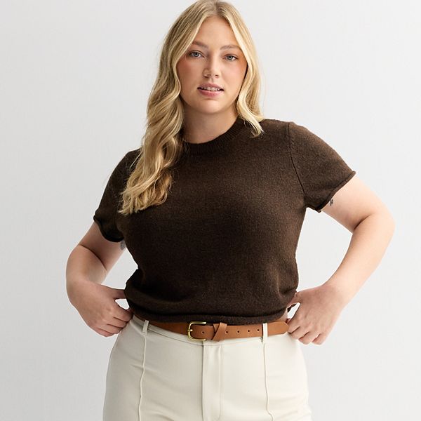 

Джемпер с коротким рукавом для подростков Plus Size So, Becca Brown